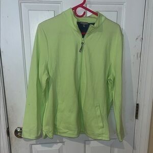 T by Talbots Lime Green Full-Zip Jacket womens size XL petite